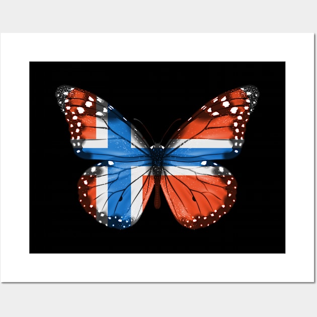 Norwegian Flag  Butterfly - Gift for Norwegian From Norway Wall Art by Country Flags